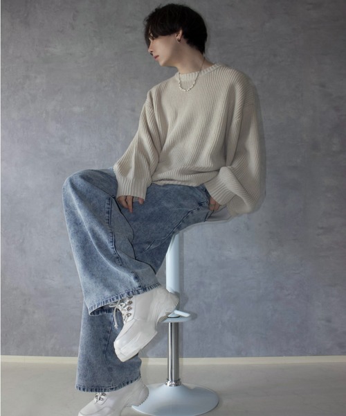 favclo.（ファブクロ）の「volume sleeve knit pullover / ボリュームスリーブニットプルオーバー（ニット/セーター・メンズ・オフホワイト・LARGE）」の2枚目の写真