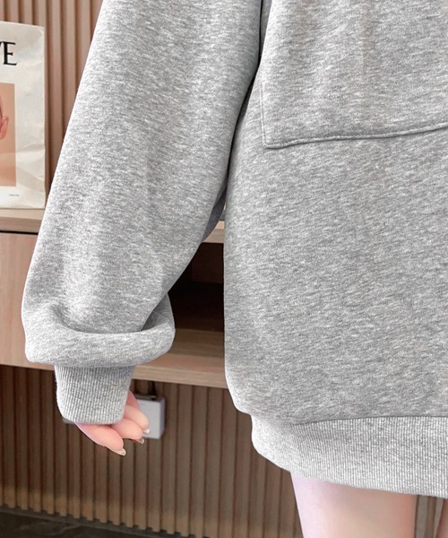 Miniministore(ミニミニストア)の「ジップアップパーカー 裏微起毛スウェット(パーカー・レディース・グレー/ブラック・FREE)」の6枚目の写真