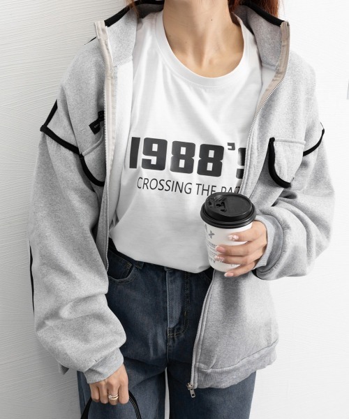 Miniministore(ミニミニストア)の「ジップアップパーカー 裏微起毛スウェット(パーカー・レディース・グレー/ブラック・FREE)」の7枚目の写真