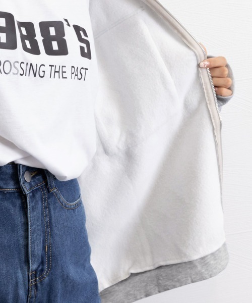 Miniministore(ミニミニストア)の「ジップアップパーカー 裏微起毛スウェット(パーカー・レディース・グレー/ブラック・FREE)」の8枚目の写真