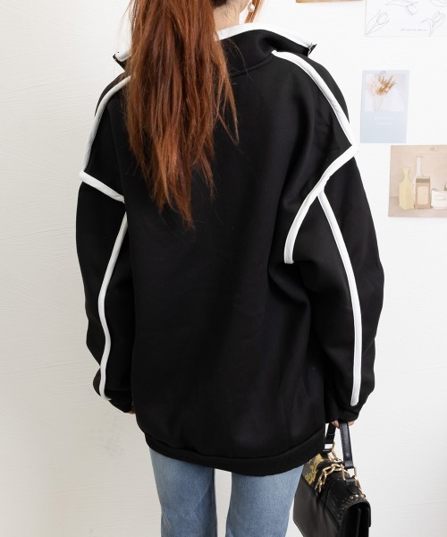 Miniministore(ミニミニストア)の「ジップアップパーカー 裏微起毛スウェット(パーカー・レディース・グレー/ブラック・FREE)」の14枚目の写真