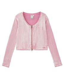 FADED RIB ZIP UP COMPACT CARDIGAN