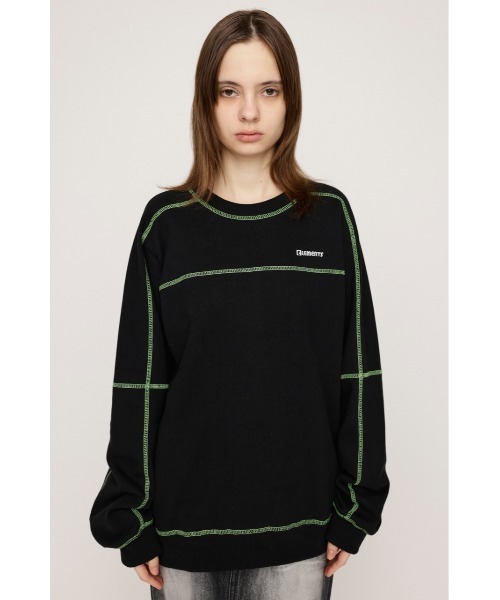 SLY（スライ）の「BI COLOR STITCH SW TOPS バイ カラー ステッチ スウェット トップス トレーナー（スウェット・レディース・ブルー/杢グレー/ブラック/ホワイト・FREE）」の14枚目の写真