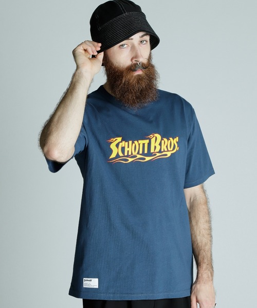 Schott(ショット)の「Schott/ショット/T-SHIRT FLAME LOGO/フレイムロゴ Tシャツ(Tシャツ/カットソー・メンズ・ホワイト/ブラック/ネイビー・2XL/XL/L/M)」の3枚目の写真