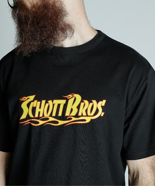 Schott(ショット)の「Schott/ショット/T-SHIRT FLAME LOGO/フレイムロゴ Tシャツ(Tシャツ/カットソー・メンズ・ホワイト/ブラック/ネイビー・2XL/XL/L/M)」の6枚目の写真