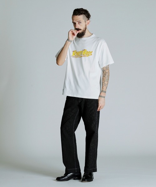 Schott(ショット)の「Schott/ショット/T-SHIRT FLAME LOGO/フレイムロゴ Tシャツ(Tシャツ/カットソー・メンズ・ホワイト/ブラック/ネイビー・2XL/XL/L/M)」の9枚目の写真