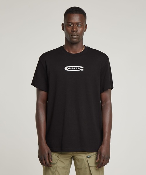 G-STAR（ジースター）の「OLD SKOOL LOGO T-SHIRT/クラシックロゴTシャツ（Tシャツ/カットソー・メンズ・ダークブラック/ホワイト・SMALL/MEDIUM/LARGE/X-LARGE/X-SMALL）」の3枚目の写真