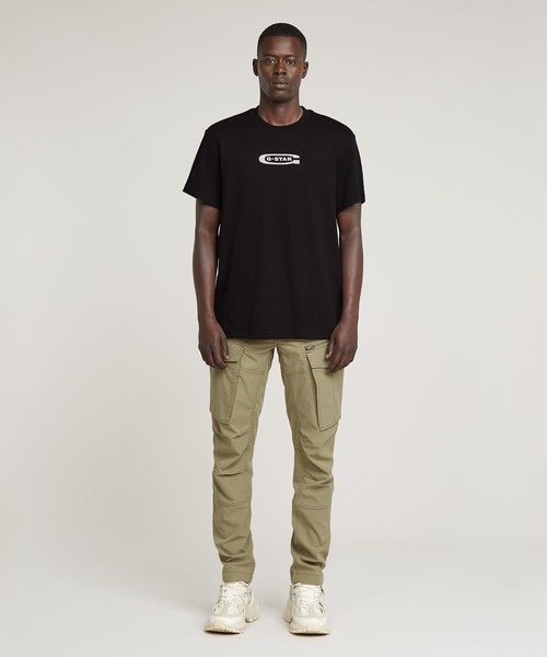 G-STAR（ジースター）の「OLD SKOOL LOGO T-SHIRT/クラシックロゴTシャツ（Tシャツ/カットソー・メンズ・ダークブラック/ホワイト・SMALL/MEDIUM/LARGE/X-LARGE/X-SMALL）」の5枚目の写真