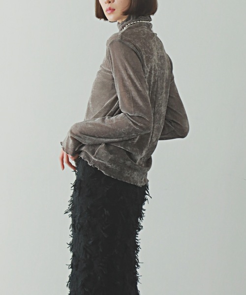 PURE BRIGHT（ピュアブライト）の「シアーベロアハイネックトップス（その他トップス・レディース・ブラック/オフホワイト/グレー/チャコールグレー・FREE）」の7枚目の写真