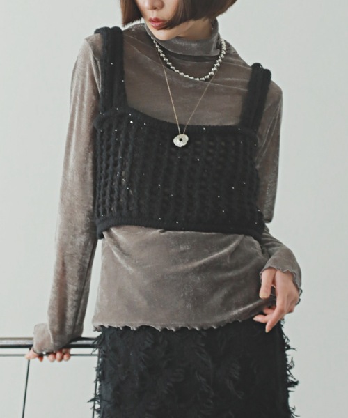 PURE BRIGHT（ピュアブライト）の「シアーベロアハイネックトップス（その他トップス・レディース・ブラック/オフホワイト/グレー/チャコールグレー・FREE）」の8枚目の写真
