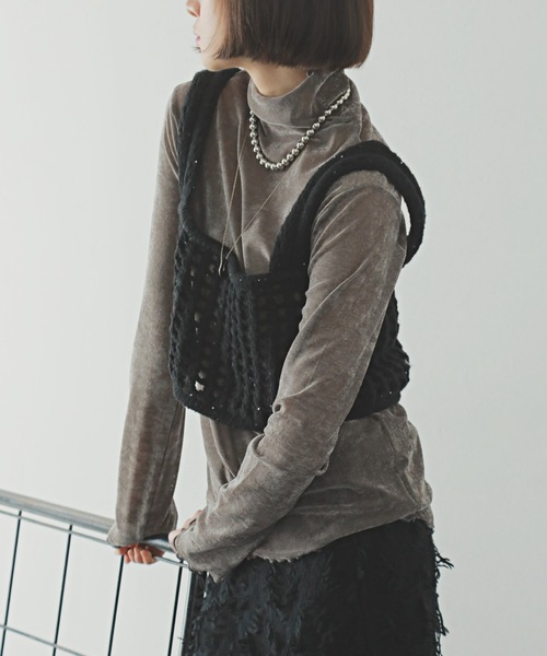 PURE BRIGHT（ピュアブライト）の「シアーベロアハイネックトップス（その他トップス・レディース・ブラック/オフホワイト/グレー/チャコールグレー・FREE）」の10枚目の写真