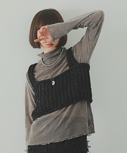 PURE BRIGHT（ピュアブライト）の「シアーベロアハイネックトップス（その他トップス・レディース・ブラック/オフホワイト/グレー/チャコールグレー・FREE）」の11枚目の写真