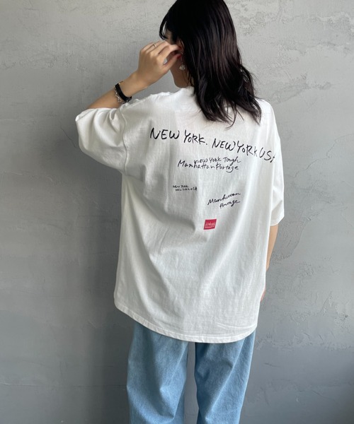 tシャツ 「MANHATTAN PORTAGE/マンハッタンポーテージ」 別注 ランダムロゴ バックプリントTシャツ レディース メンズ MANHATTAN PORTAGE/マンハッタンポーテージ] 別注 ランダムロゴ