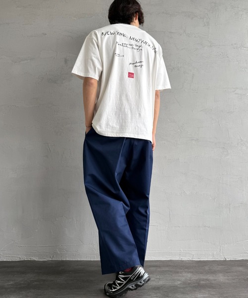 tシャツ 「MANHATTAN PORTAGE/マンハッタンポーテージ」 別注 ランダムロゴ バックプリントTシャツ レディース メンズ Manhattan Portage tシャツ 「MANHATTAN PORTAGE/マンハッタン