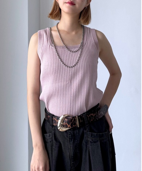 PAGEBOY（ページボーイ）の「【マシンウォッシャブル】スクエアネックタンク（タンクトップ・レディース・オフホワイト/チャコールグレー/ブラック/ピンク系その他/モスグリーン/イエロー系その他/ローズ/レッド系その他4/ダークブラウン・FREE）」の7枚目の写真