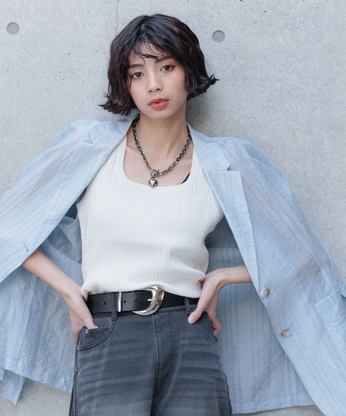 PAGEBOY（ページボーイ）の「【マシンウォッシャブル】スクエアネックタンク（タンクトップ・レディース・オフホワイト/チャコールグレー/ブラック/ピンク系その他/モスグリーン/イエロー系その他/ローズ/レッド系その他4/ダークブラウン・FREE）」の20枚目の写真