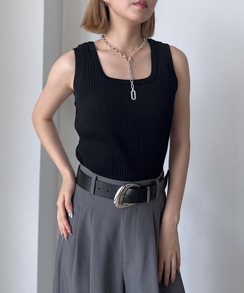 PAGEBOY（ページボーイ）の「【マシンウォッシャブル】スクエアネックタンク（タンクトップ・レディース・オフホワイト/チャコールグレー/ブラック/ピンク系その他/モスグリーン/イエロー系その他/ローズ/レッド系その他4/ダークブラウン・FREE）」の22枚目の写真