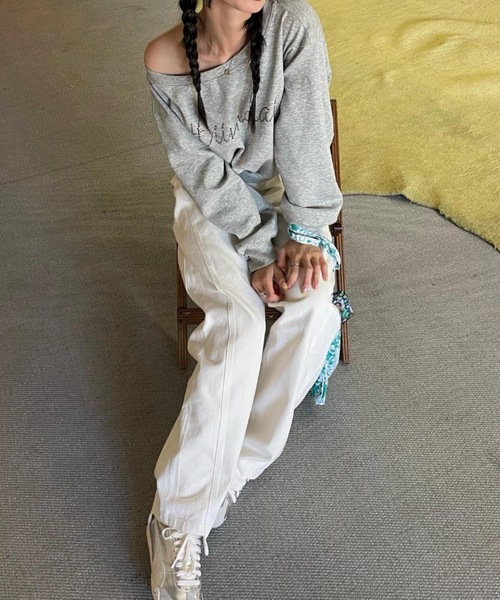 lilful(リルフル)の「レタリングワンショルダースウェット(スウェット・レディース・グレー・F)」の3枚目の写真