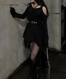 Shoulder Ribbon Flare Mini Dress / ショルダーリボンフリルミニワンピース