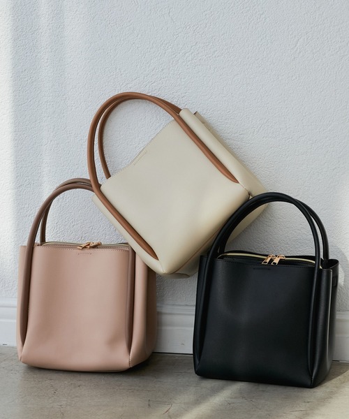 ROPE' PICNIC(ロペピクニック)の「3層スクエアフォルムミドルショルダー&ハンドバッグ(ショルダーバッグ・レディース・ベージュ系その他/キナリ/ブラック・FREE)」の5枚目の写真