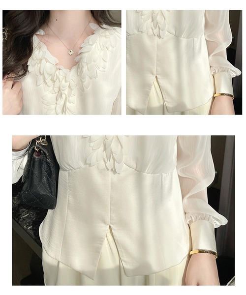 ラッフルVネックシアーブラウス（シャツ/ブラウス）｜AMAJI（アマジ）