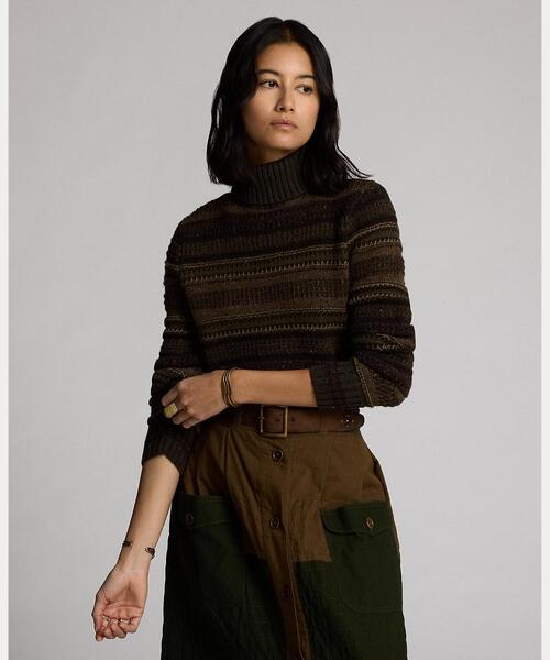 RRL(ダブル アール エル)の「ストライプド ウール タートルネック セーター(ニット/セーター・レディース・ブラウン・4/2/1/3)」の2枚目の写真