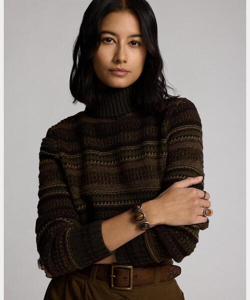 RRL(ダブル アール エル)の「ストライプド ウール タートルネック セーター(ニット/セーター・レディース・ブラウン・4/2/1/3)」の5枚目の写真