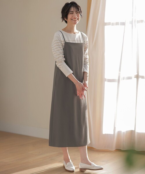 J.PRESS Ladies(J.プレス レディス)の「【洗える】バックサテンジョーゼット キャミワンピース(ワンピース・レディース・ブラウン系・XS)」の2枚目の写真