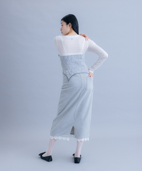 monepine かきぶちももの レースボディスーツコルセットフリルショート monepine（モネピネ）の「lace design corset/レースデザイン
