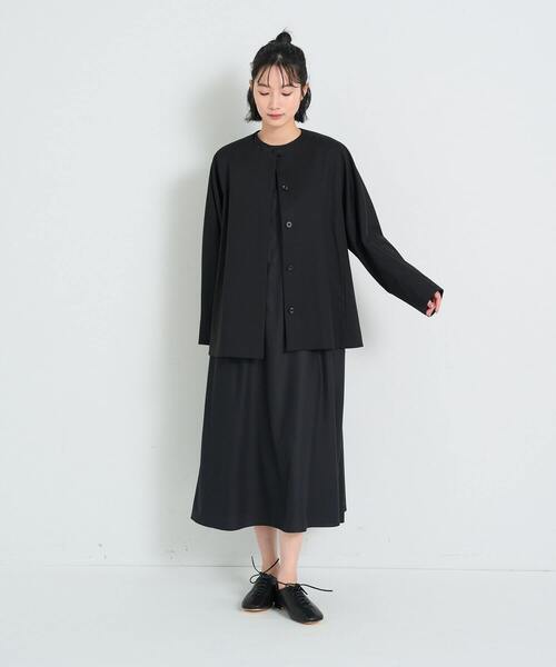 conges payes ADIEU TRISTESSE（コンジェ ペイエ アデュートリステス）の「ノーカラーハーフコート（その他アウター・レディース・ブラック/ベージュ・38）」の4枚目の写真