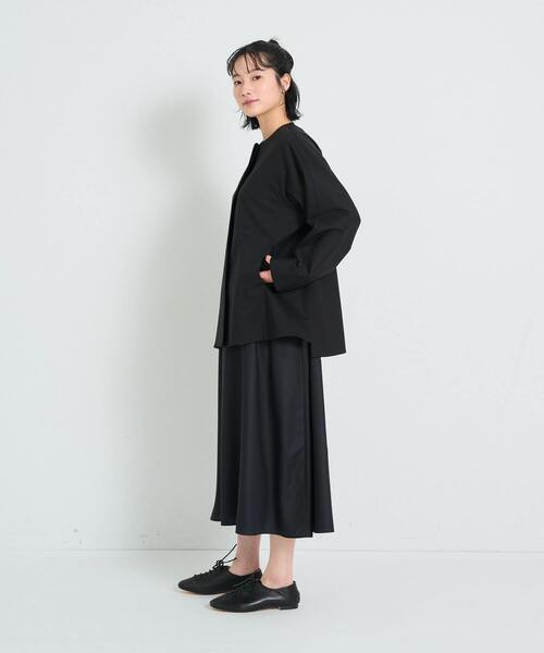 conges payes ADIEU TRISTESSE（コンジェ ペイエ アデュートリステス）の「ノーカラーハーフコート（その他アウター・レディース・ブラック/ベージュ・38）」の5枚目の写真