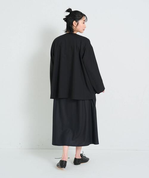 conges payes ADIEU TRISTESSE（コンジェ ペイエ アデュートリステス）の「ノーカラーハーフコート（その他アウター・レディース・ブラック/ベージュ・38）」の6枚目の写真