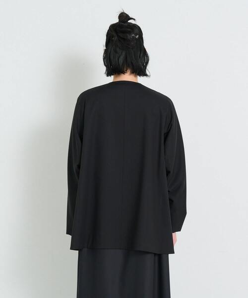 conges payes ADIEU TRISTESSE（コンジェ ペイエ アデュートリステス）の「ノーカラーハーフコート（その他アウター・レディース・ブラック/ベージュ・38）」の9枚目の写真