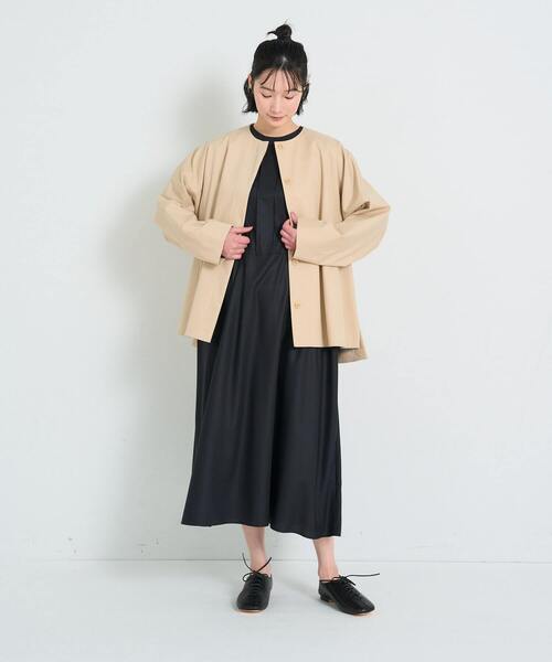 conges payes ADIEU TRISTESSE（コンジェ ペイエ アデュートリステス）の「ノーカラーハーフコート（その他アウター・レディース・ブラック/ベージュ・38）」の10枚目の写真