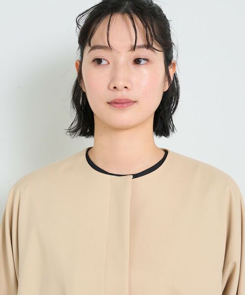 conges payes ADIEU TRISTESSE（コンジェ ペイエ アデュートリステス）の「ノーカラーハーフコート（その他アウター・レディース・ブラック/ベージュ・38）」の18枚目の写真