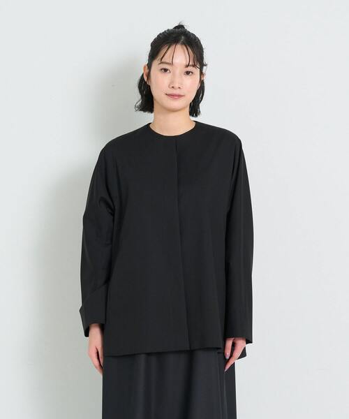 conges payes ADIEU TRISTESSE（コンジェ ペイエ アデュートリステス）の「ノーカラーハーフコート（その他アウター・レディース・ブラック/ベージュ・38）」の2枚目の写真