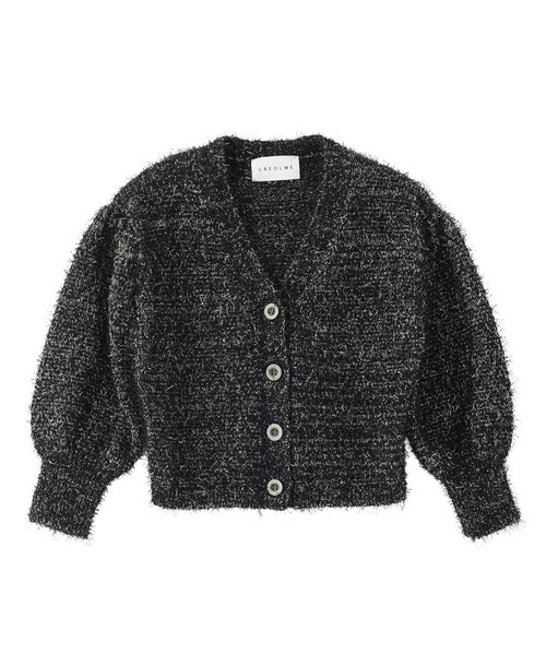 ROSE BUD(ローズバッド)の「(CREOLME)LAME FEATHER KNIT CARDIGAN(カーディガン/ボレロ・レディース・ブラック/ホワイト・ONE SIZE)」の2枚目の写真