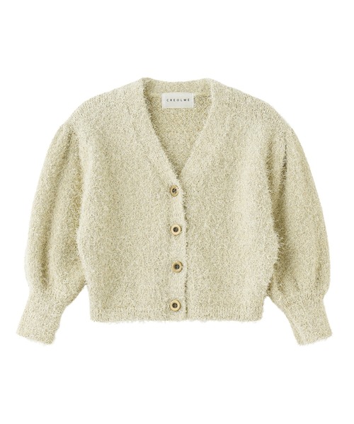 ROSE BUD(ローズバッド)の「(CREOLME)LAME FEATHER KNIT CARDIGAN(カーディガン/ボレロ・レディース・ブラック/ホワイト・ONE SIZE)」の3枚目の写真