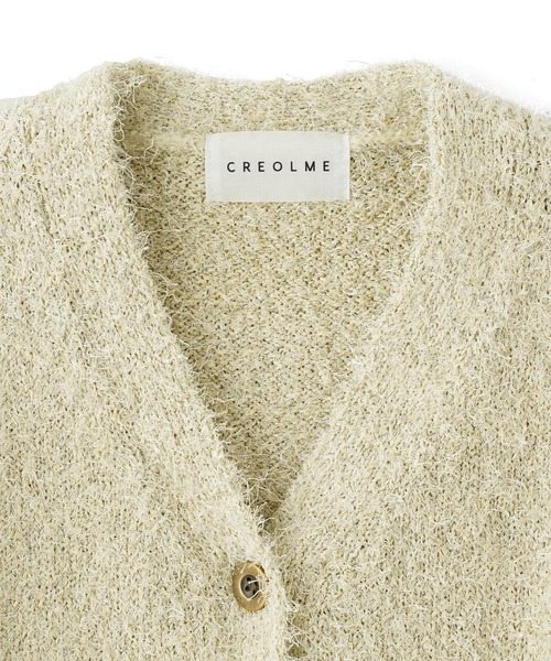 ROSE BUD(ローズバッド)の「(CREOLME)LAME FEATHER KNIT CARDIGAN(カーディガン/ボレロ・レディース・ブラック/ホワイト・ONE SIZE)」の5枚目の写真