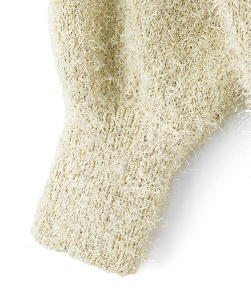 ROSE BUD(ローズバッド)の「(CREOLME)LAME FEATHER KNIT CARDIGAN(カーディガン/ボレロ・レディース・ブラック/ホワイト・ONE SIZE)」の7枚目の写真