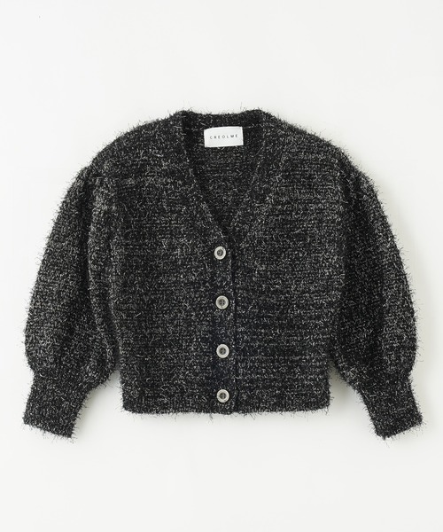 ROSE BUD(ローズバッド)の「(CREOLME)LAME FEATHER KNIT CARDIGAN(カーディガン/ボレロ・レディース・ブラック/ホワイト・ONE SIZE)」の9枚目の写真