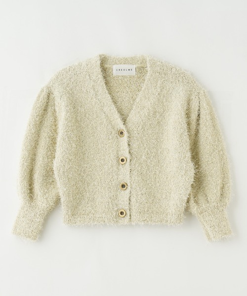 ROSE BUD(ローズバッド)の「(CREOLME)LAME FEATHER KNIT CARDIGAN(カーディガン/ボレロ・レディース・ブラック/ホワイト・ONE SIZE)」の10枚目の写真