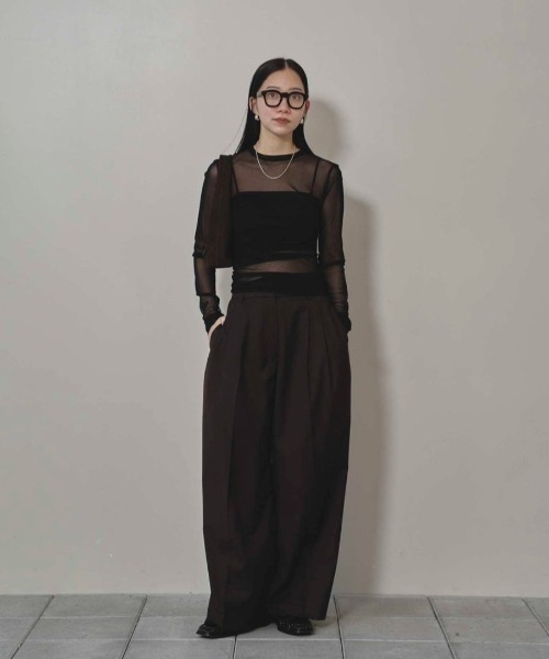 トップス TODAYFUL Asymmetry Mesh Tops BLK TODAYFUL(トゥデイフル) / Life's online store（ライフズ