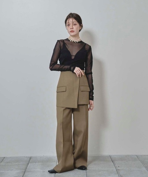 トップス TODAYFUL Asymmetry Mesh Tops BLK TODAYFUL(トゥデイフル) / Life's online store（ライフズ