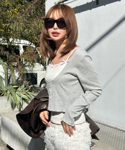 RAY CASSIN（レイカズン）の「キャミセットチビロングTシャツ（Tシャツ/カットソー・レディース・グレー/ブルー系その他2/ネイビー/ホワイト系その他2・FREE）」の3枚目の写真