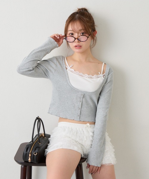 RAY CASSIN（レイカズン）の「キャミセットチビロングTシャツ（Tシャツ/カットソー・レディース・グレー/ブルー系その他2/ネイビー/ホワイト系その他2・FREE）」の21枚目の写真