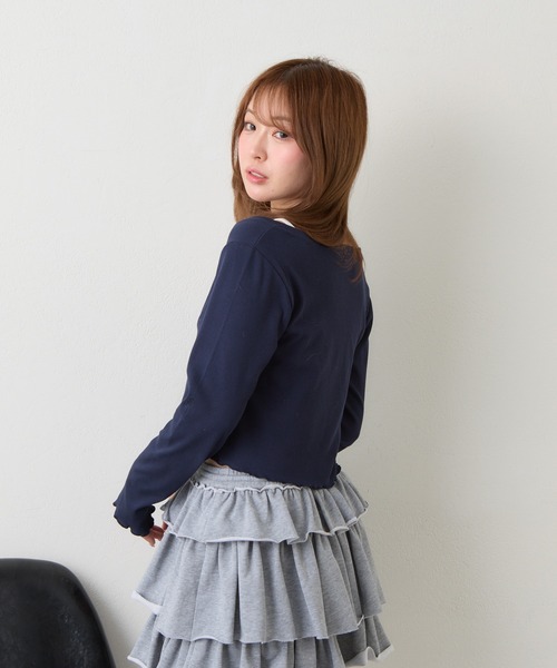 RAY CASSIN（レイカズン）の「キャミセットチビロングTシャツ（Tシャツ/カットソー・レディース・グレー/ブルー系その他2/ネイビー/ホワイト系その他2・FREE）」の20枚目の写真