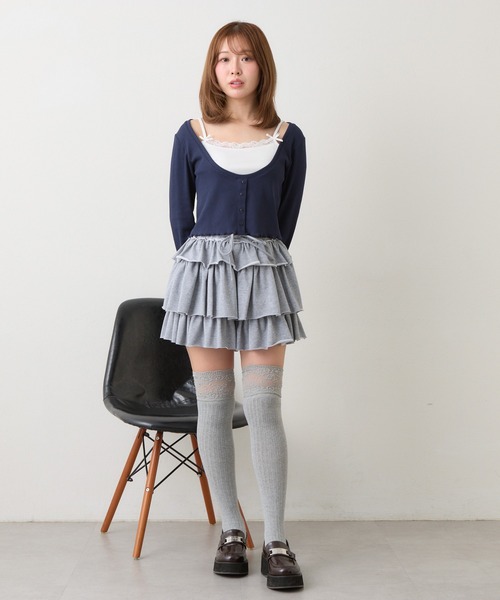 RAY CASSIN（レイカズン）の「キャミセットチビロングTシャツ（Tシャツ/カットソー・レディース・グレー/ブルー系その他2/ネイビー/ホワイト系その他2・FREE）」の9枚目の写真