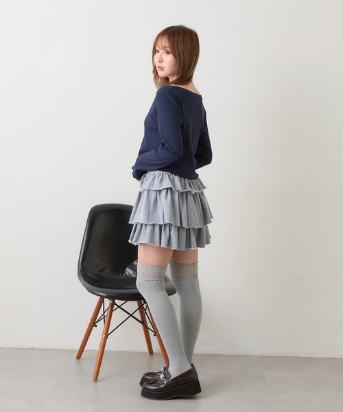 RAY CASSIN（レイカズン）の「キャミセットチビロングTシャツ（Tシャツ/カットソー・レディース・グレー/ブルー系その他2/ネイビー/ホワイト系その他2・FREE）」の10枚目の写真