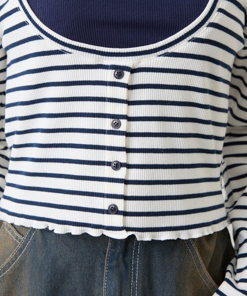 RAY CASSIN（レイカズン）の「キャミセットチビロングTシャツ（Tシャツ/カットソー・レディース・グレー/ブルー系その他2/ネイビー/ホワイト系その他2・FREE）」の7枚目の写真